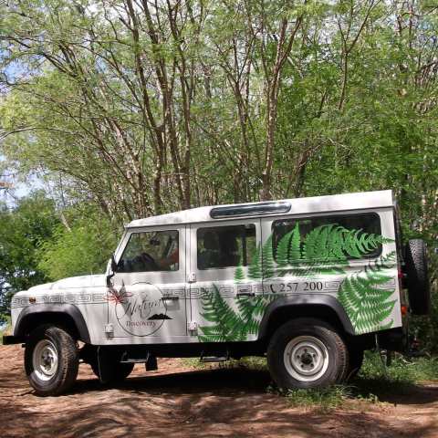 A 4WD parked in Bora Bora path