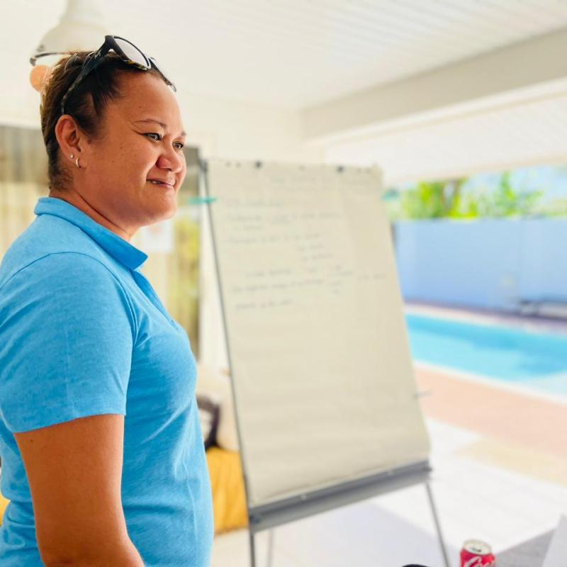 a person standing in a room