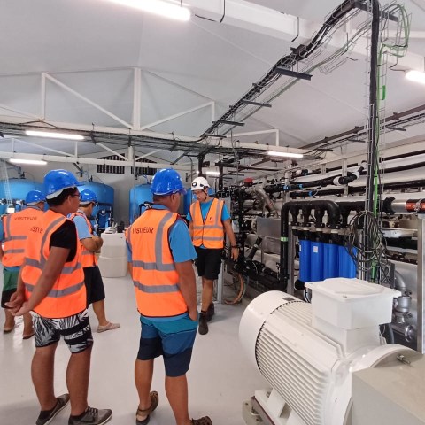 a group of people standing around a plane