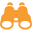 Orange binoculars icon on a white background.