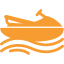 Orange jet ski icon on wavy lines