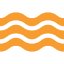 Three wavy orange lines on a white background.